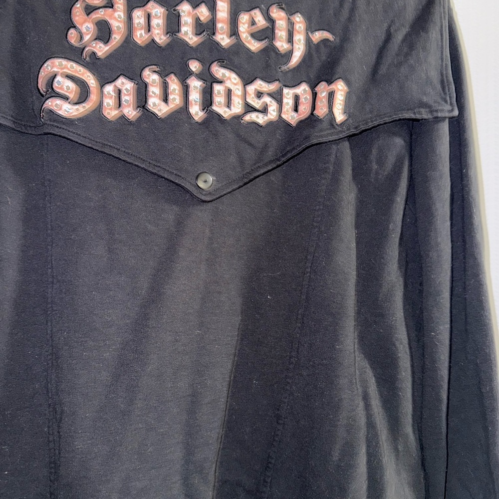 Harley-Davidson Black and Pink Embroidered Jacket xl